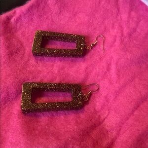 Sparkling Brown Rectangular Earrings